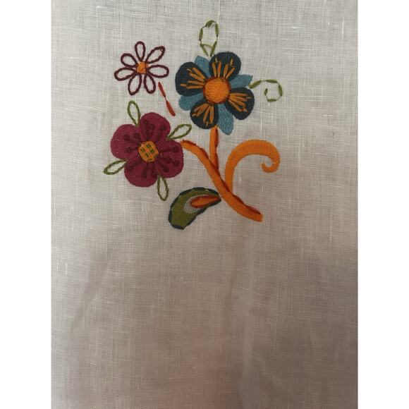 Saint Tropez West Women’s Embroidered Boho Festival Tunic Top 100% Linen Sz. XL - Picture 9 of 14